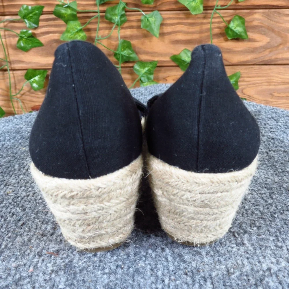 GNWflex Sandra Women Espadrille Wedge Sandals Size 10M Summer Black Fabric